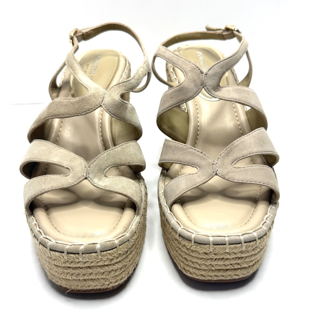 Kenneth Cole Womens Solace Espadrille Platform Wedge Sandals Almond Size 10M NWT